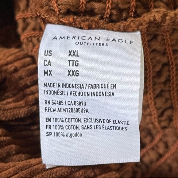 American Eagle women’s crop top brown corduroy Puffy Sleeve NWT size XXL - Picture 9 of 12